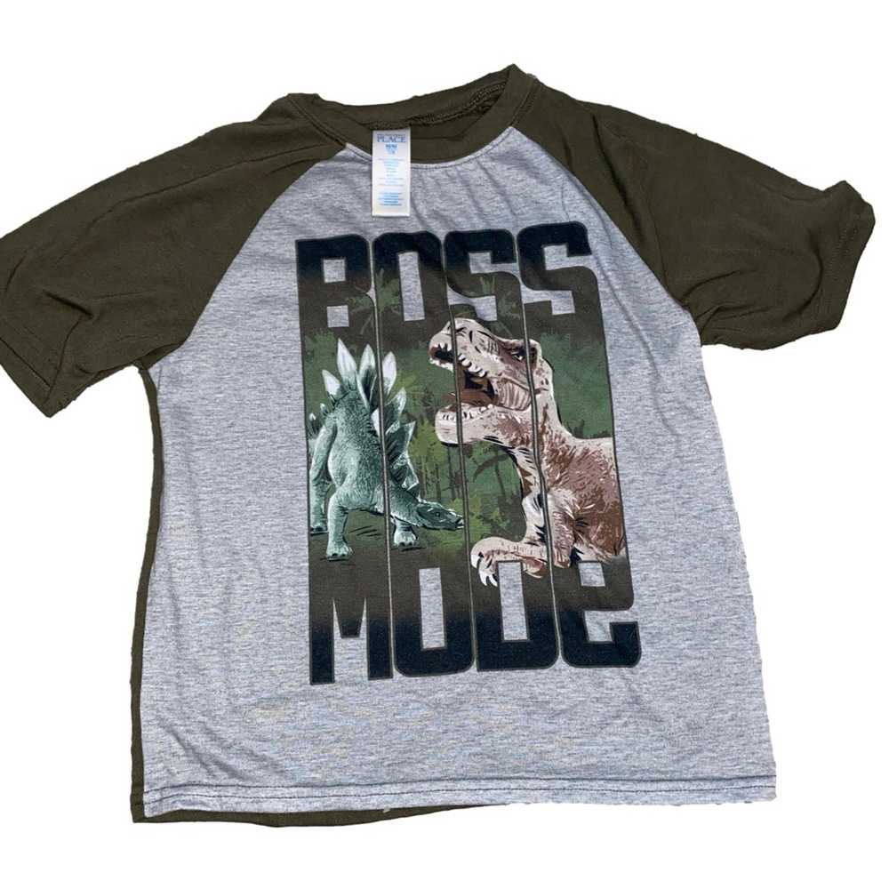 Boys The Children's Place Jurassic World T-Rex T-shirt Size M Gray and Green